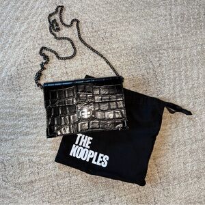 The Kooples Shiny Black Croc-Embossed Bag